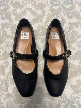 Dolce Vita Black Mary Jane Flats with Gold Buckle